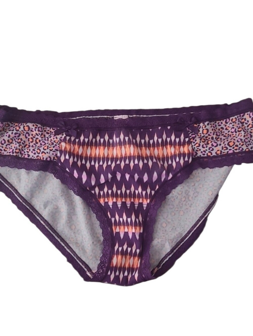 Victoria's Secret Purple Patterned Panties with Pink and Orange Accents